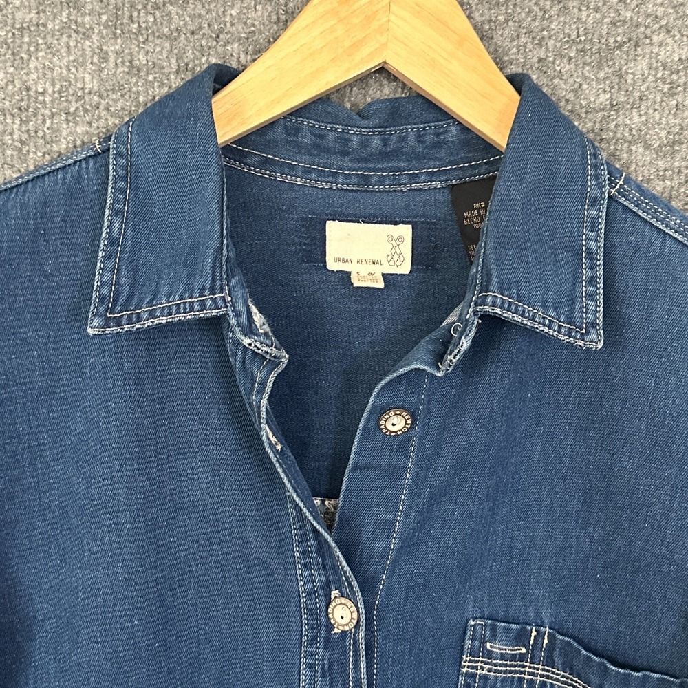 Urban Renewal Vintage Shirt Womens‎ S /XS  Blue Prairie Casual Boho Denim Top - Picture 7 of 14